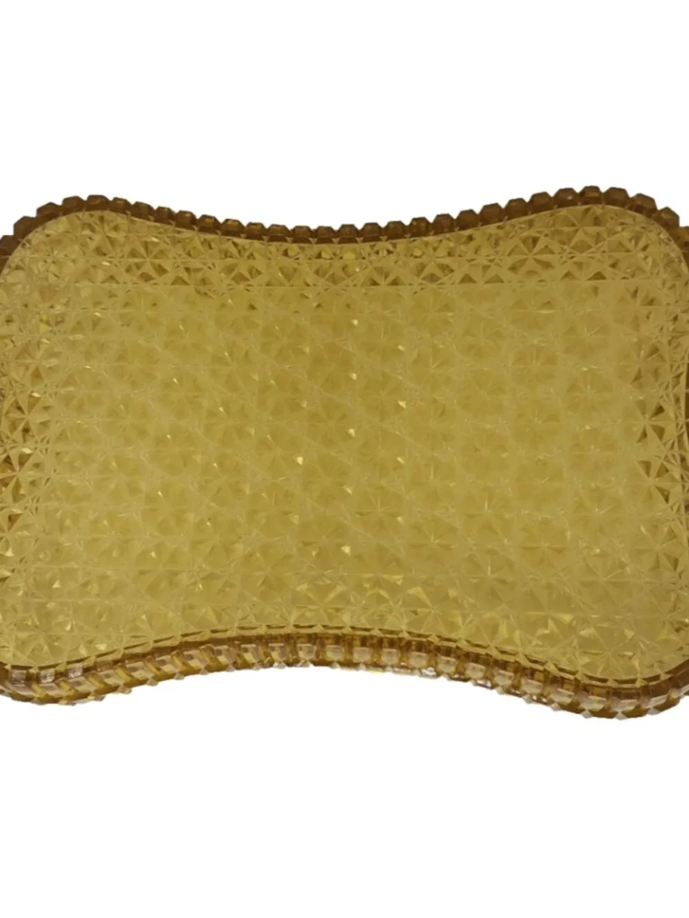 Antique 1885 Amber Topaz Yellow EAPG Tray Central Glass 775 Block Diamond 14.5